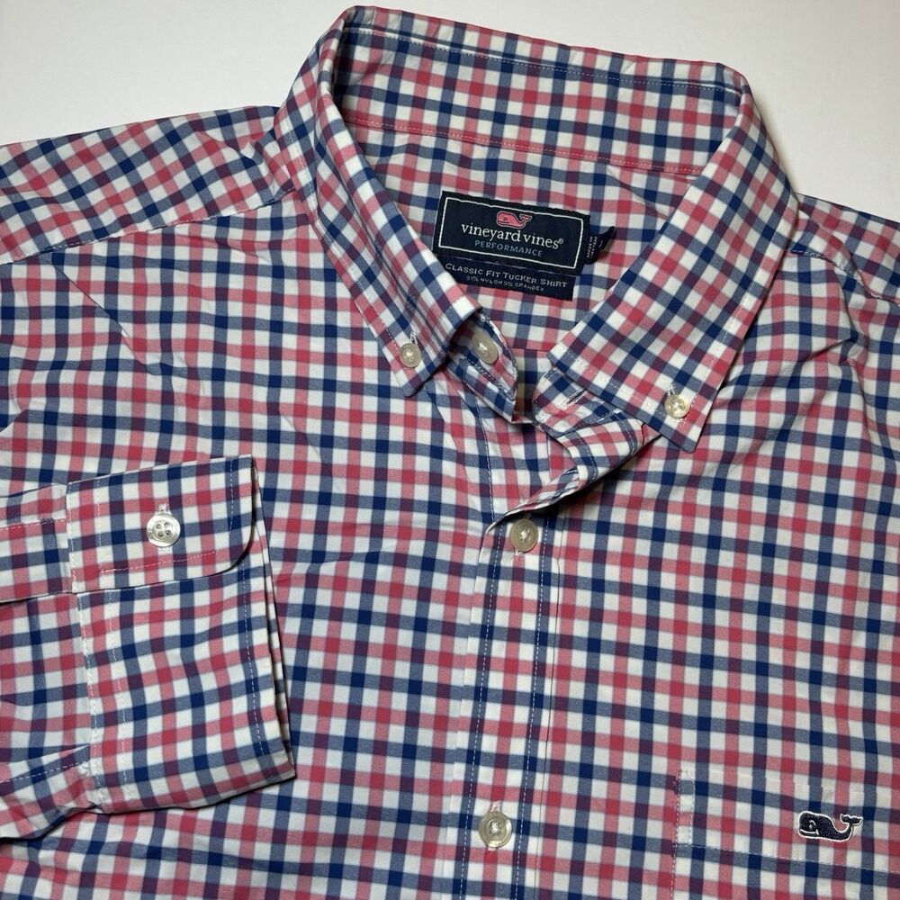 Vineyard Vines Performance Men's L Easter plaid Classic Fit Tucker Shirt